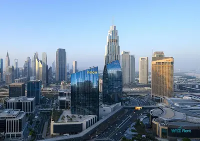 a view of a city with many tall buildings at FULL Burj Khalifa View Luxe 3BR in Address Opera in Dubai