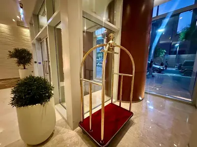 a trophy in the lobby of a building at Luxury 1BR Apartment at Burj Views Tower C - Downtown in Dubai