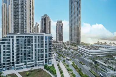 a view of a city with tall buildings at Luxury 3 Bedroom Apartment in Creek Harbour in Dubai
