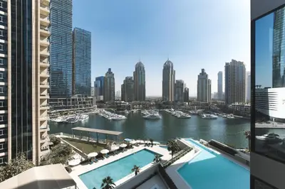 a view of a harbor with boats in the water at BRAND NEW FULL MARINA VIEW 1BR Apartment at LIV Marina in Dubai