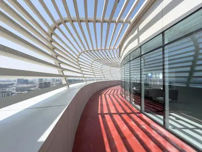 a building with a view of the city at Vogue Arjan Opalz by Danube near Science Park, One Bedroom Apartment with Balcony and Vibrant Community View, Access to all Amenitties in Dubai