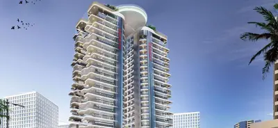 a rendering of a tall apartment building at Vacationer I Premium Studio I Pool & Gym Access I Near Miracle Garden I Opalz Tower 2 in Dubai