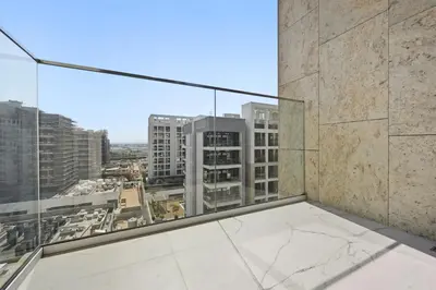 a balcony with a view of a city at Estudio Rimal en Dubái por beBalmy in Dubai