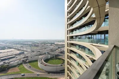a view from the side of a tall building at GuestReady - 2BR l City Chic in the Sky in Dubai