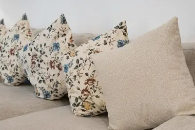 a group of pillows sitting on top of a couch at Vacay Lettings - Missoni Luxury 2 BR Urban Oasis Dubai Canal View in Dubai