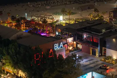 an overhead view of a city at night at Luxe 3 Bedroom Apartment with Maid Room, Dubai Eye and Sea View in Dubai
