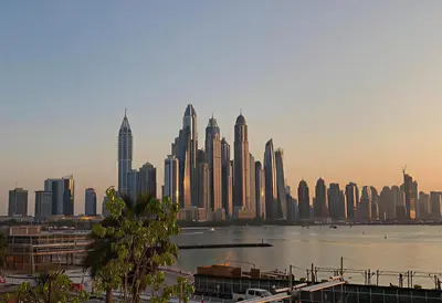 a view of a large city with a harbor at FIVE Palm-Private Pool and Garden-Luxury Suite in Dubai