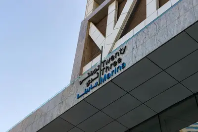a sign on the side of a building at 3BR apartment in the one of the tallest tower in Marina in Dubai
