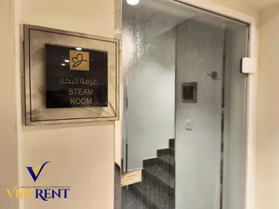 a door with a sign that says steam room at Business Bay Retreat,Views & Vibes,10 min to Burj in Dubai
