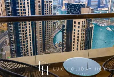 a view of a city from the top of a building at LUX The Contemporary Marina View Suite 7 in Dubai