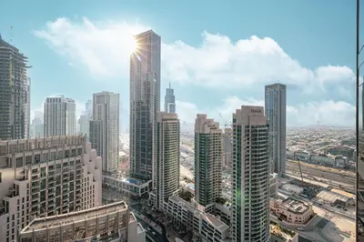 a view of a city with tall buildings at Address Opera by NAMUVE in Dubai