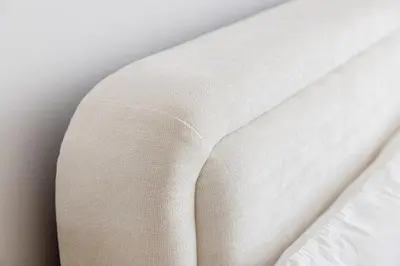 a close up of a white bedsheet at Stylish Studio with Marina View JBR in Dubai