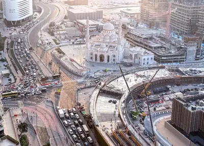 an aerial view of a city with a building at StayShort - 2 Bedroom in Dubai Marina with Huge Balcony in Dubai