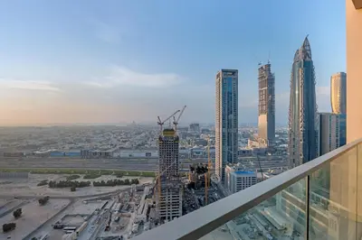 a view of a city with tall buildings at 2BR Luxury Apartment in Downtown Opera in Dubai