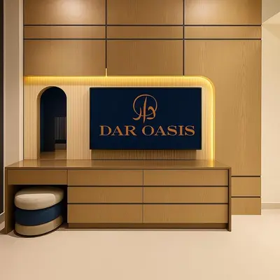 a sign for a car oasis at The Royale Mocha Jacuzzi Suite 34-10 I JVC I Dar Oasis in Dubai