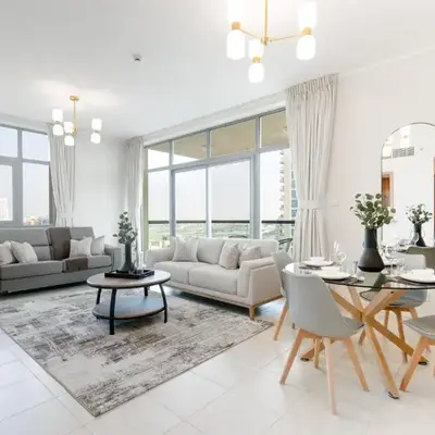 Stylish 1BR Retreat with Pool and Stunning City View