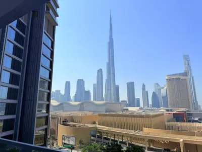 a view of a city skyline with tall buildings at Center to Burj Khalifa I Brand New I High End in Dubai