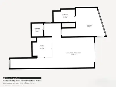 a floor plan of a house at Vacationer l Contemporary 1 Bedroom l Free Pool, Gym Access in Dubai