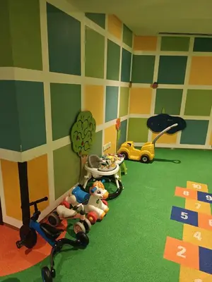 a childs room with toys in a toy room at Clear Burj Khalifa View Large Downtown Studio in Dubai