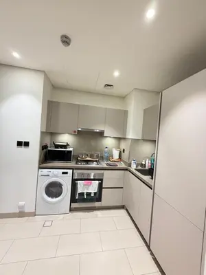 a kitchen with a dishwasher and a washer at Holiday heaven specious one bed room apartment near Dubai mall with burj khalifa view in Dubai