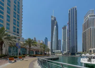 a city with tall buildings and a body of water at Lux Stay In Dubai Marina BCOM in Dubai