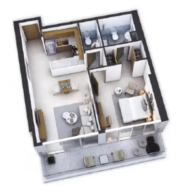 a rendering of a floor plan of a house at Luxury Living In JVC in Dubai