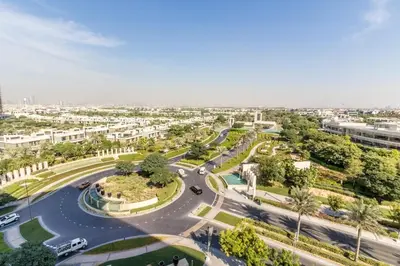 an aerial view of a street in a city at Luxury 3BDR Ellington House Dubai Hills in Dubai