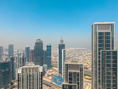 an aerial view of a city with tall buildings at NEXT TO DUBAI MALL AND BURJ 2BR in Dubai