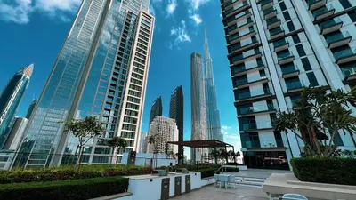 a view of a city with tall buildings at Luxury 2BR Burj Crown Stay Downtown in Dubai