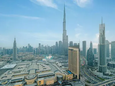 a view of a city with many tall buildings at Downtown Views Suites by Prestige Nest in Dubai