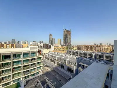 a view of a city skyline from a building at ALiving Cozy Studio I Binghatti Galaxy, JVC- G02 in Dubai