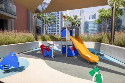 a playground in a building with a slide and slidesktop at Luxury 3 Bedroom Apartment, 8 mins from Dubai Mall, Sleeps 6 people in Dubai