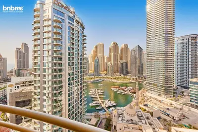 a view of a city with tall buildings at bnbmehomes - Manchester Tower in Dubai