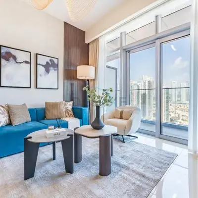 High-Floor Balcony with Burj Khalifa View and Assistant Room