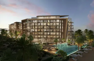 a rendering of a hotel with a swimming pool at Exclusive 2BR Residence on Palm Jumeirah - Beach Access in Dubai