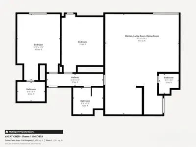 a floor plan of a house at Vacationer l Cozy 2 Bed l Breathtaking Sea and Ain Dubai Views in Dubai