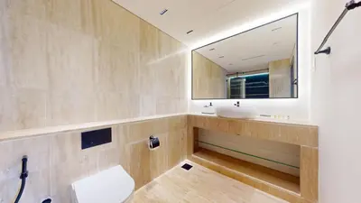 a bathroom with a sink and a mirror at Vacationer l Premium 2 Bedroom l Business Bay l Prime Location in Dubai