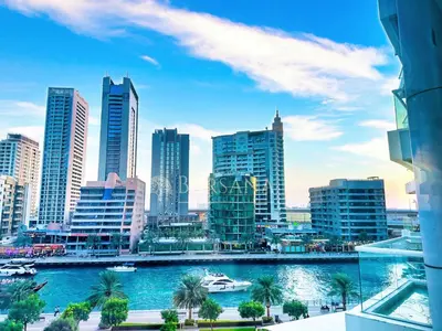 a view of a city with a river and buildings at Barsana - Aurelia by JBR Beach - 2 Bed - Marina Views! in Dubai