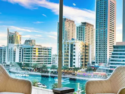 a view of a city with tall buildings and a river at Barsana - Aurelia by JBR Beach - 2 Bed - Marina Views! in Dubai
