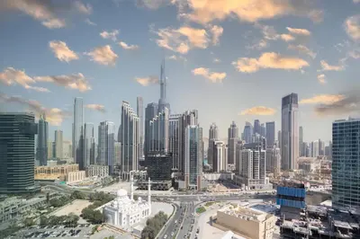a view of a large city with tall buildings at The Opus Residences 1 Bedroom in Dubai