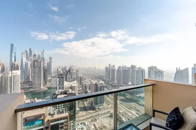 a view of the city from the top of a building at Highest 1BR in JW Marriott Marina with Marina Views in Dubai