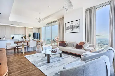 a living room with a couch and a table at Frank Porter - Stella Maris in Dubai