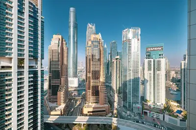 a view of a city with many tall buildings at Marina Escape Spacious Skyview 2BR in Dubai