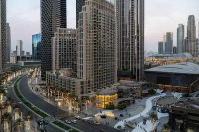 an aerial view of a city with tall buildings at Forte 3BR Luxury PS5 Gaming Room Sleeps 9 in Dubai