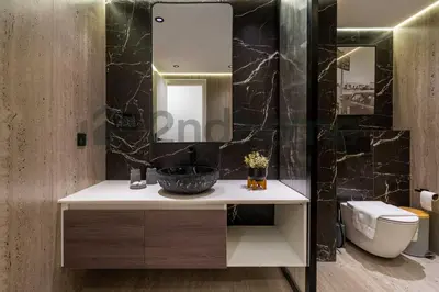 a bathroom with a sink and a mirror at Luxurious Newly Furnished 2 Bed in Dubai Marina in Dubai