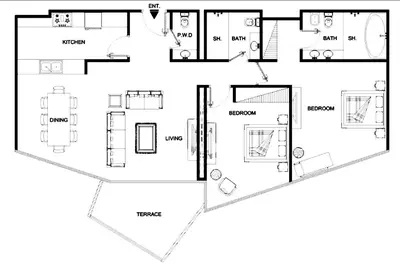 a floor plan of a small house with at LUX The Dubai Marina Skyline Suite 2 in Dubai
