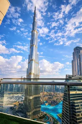 a view of the burj khalifa from the top of the observation deck at Prime Burj Vista Residences with Burj Khalifa View in Dubai