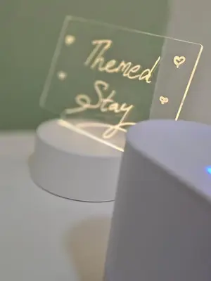 a close up of a treated stay sign on a toilet at Green Zen Studio Metro 15 mins walk away in Dubai