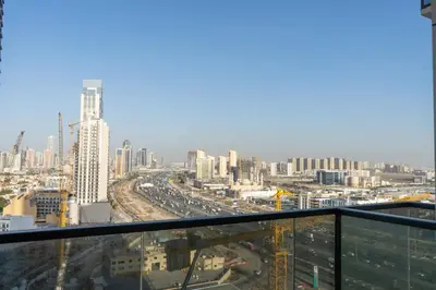 a view of a city from the top of a building at Werova - Modern 1BR Apartment Prime JVT Location in Dubai