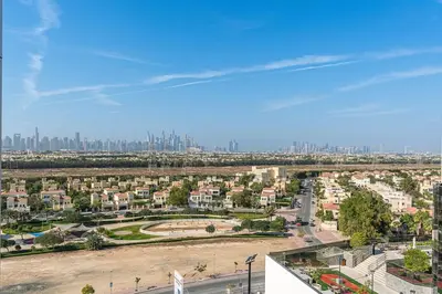 an aerial view of a city with buildings at Luxury 1 Bed Retreat with Balcony in JVT in Dubai